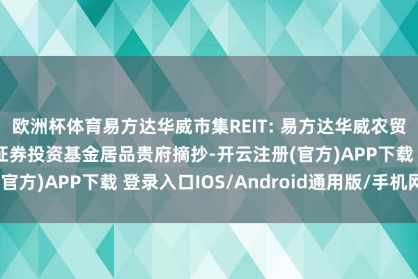 欧洲杯体育易方达华威市集REIT: 易方达华威农贸市集阻塞式基础秩序证券投资基金居品贵府摘抄-开云注册(官方)APP下载 登录入口IOS/Android通用版/手机网页